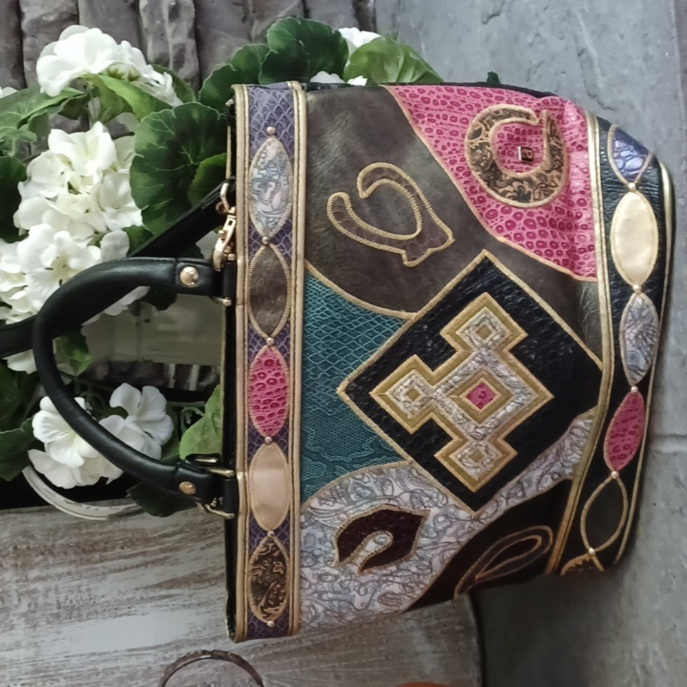 🦕 1980's Vintage Retro Leather Handbag by Nas Alentino